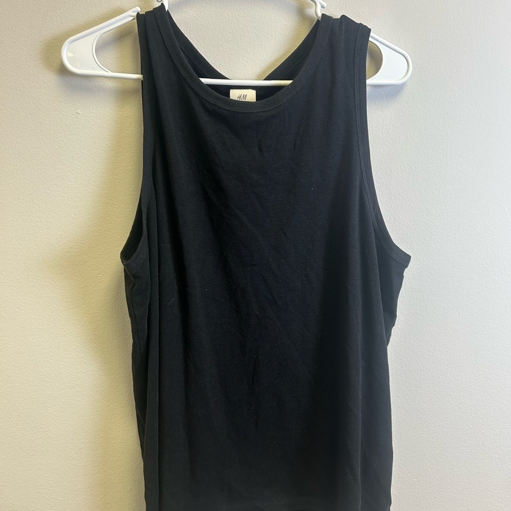 H&M Jet Black Sleeveless Muscle Tee